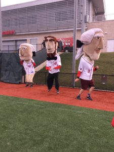 George, Abe, and Tom compete in the freestyle dance portion of the tryout.